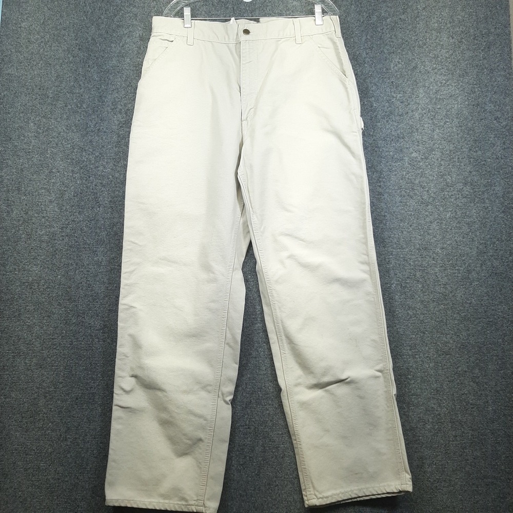 Carhartt Pants B11 STN 38x32 Stone Tan Mens Vintage Duck Canvas Carpenter Work